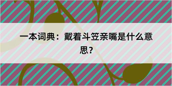 一本词典：戴着斗笠亲嘴是什么意思？