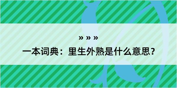 一本词典：里生外熟是什么意思？