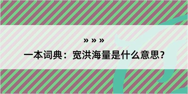 一本词典：宽洪海量是什么意思？