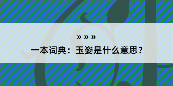 一本词典：玉姿是什么意思？