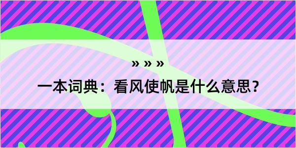 一本词典：看风使帆是什么意思？