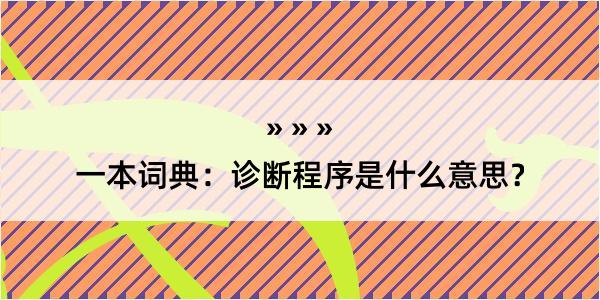 一本词典：诊断程序是什么意思？