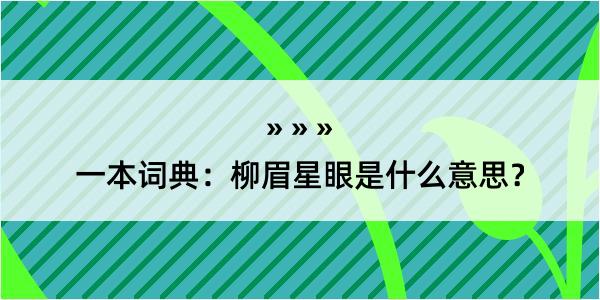 一本词典：柳眉星眼是什么意思？