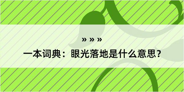 一本词典：眼光落地是什么意思？