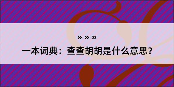 一本词典：查查胡胡是什么意思？