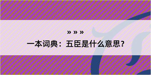 一本词典：五臣是什么意思？