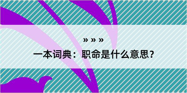 一本词典：职命是什么意思？