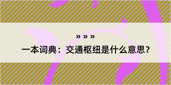 一本词典：交通枢纽是什么意思？