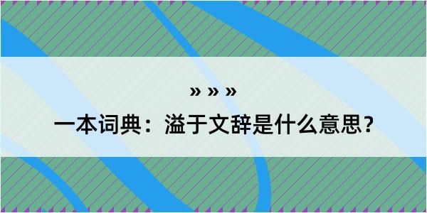 一本词典：溢于文辞是什么意思？