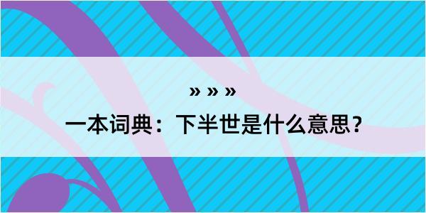 一本词典：下半世是什么意思？