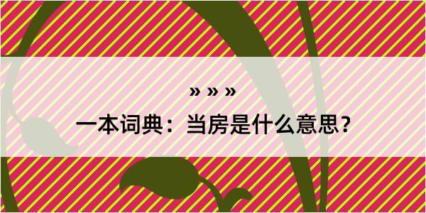 一本词典：当房是什么意思？