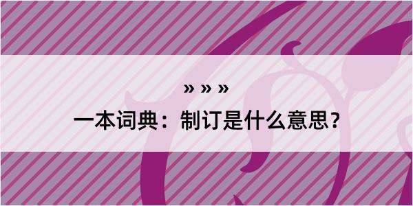 一本词典：制订是什么意思？