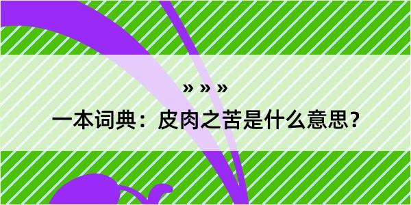 一本词典：皮肉之苦是什么意思？