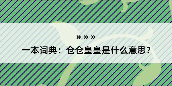 一本词典：仓仓皇皇是什么意思？