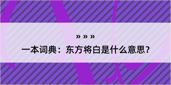 一本词典：东方将白是什么意思？