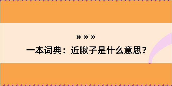 一本词典：近瞅子是什么意思？