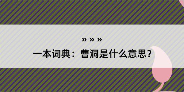 一本词典：曹洞是什么意思？