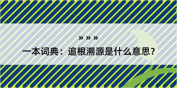 一本词典：追根溯源是什么意思？