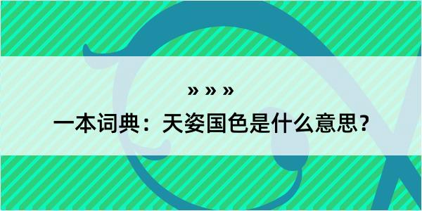 一本词典：天姿国色是什么意思？