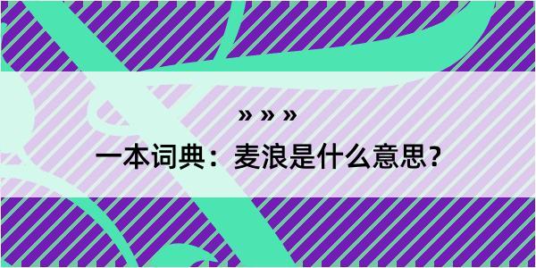 一本词典：麦浪是什么意思？