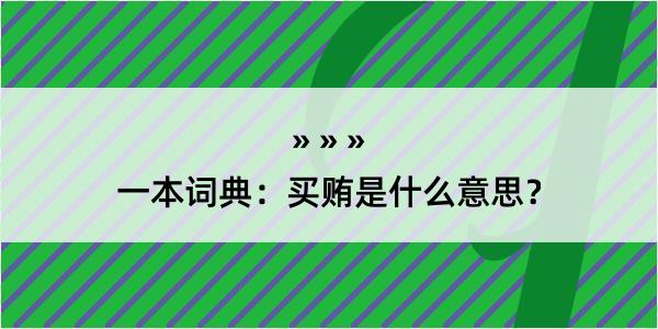 一本词典：买贿是什么意思？