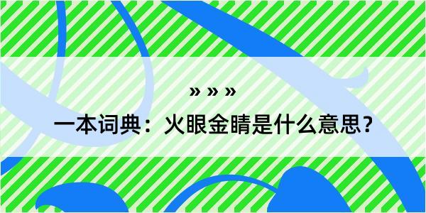 一本词典：火眼金睛是什么意思？