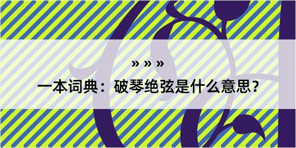 一本词典：破琴绝弦是什么意思？