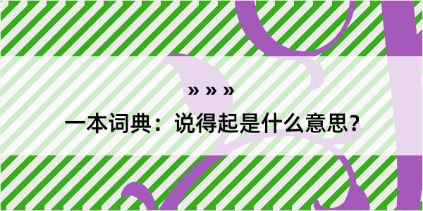 一本词典：说得起是什么意思？