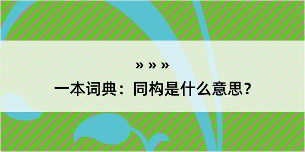 一本词典：同构是什么意思？