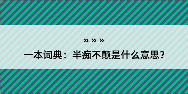 一本词典：半痴不颠是什么意思？