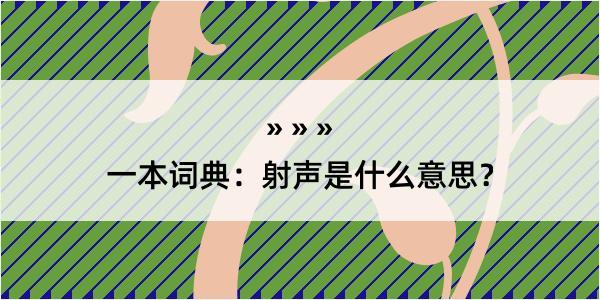 一本词典：射声是什么意思？