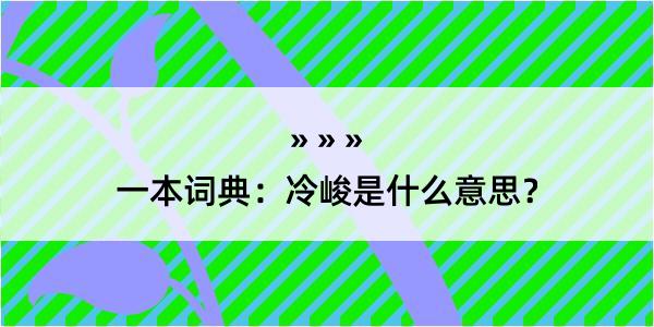 一本词典：冷峻是什么意思？