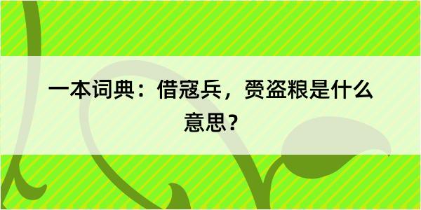 一本词典：借寇兵，赍盗粮是什么意思？