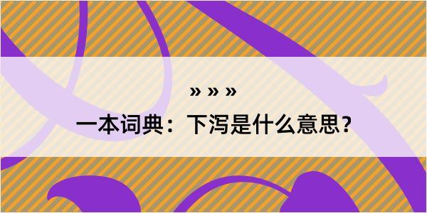 一本词典：下泻是什么意思？