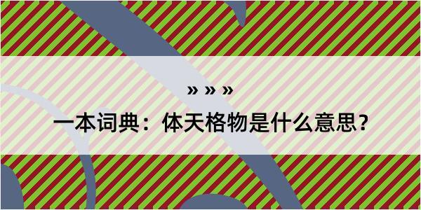 一本词典：体天格物是什么意思？