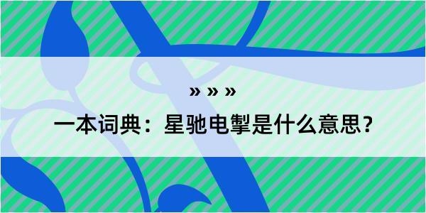 一本词典：星驰电掣是什么意思？