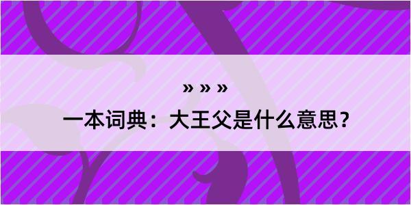 一本词典：大王父是什么意思？