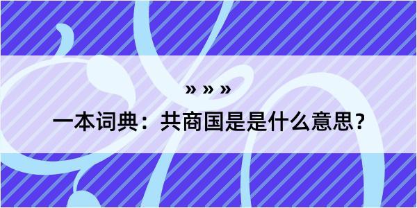 一本词典：共商国是是什么意思？