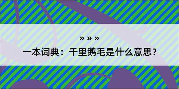 一本词典：千里鹅毛是什么意思？