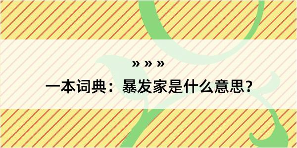 一本词典：暴发家是什么意思？