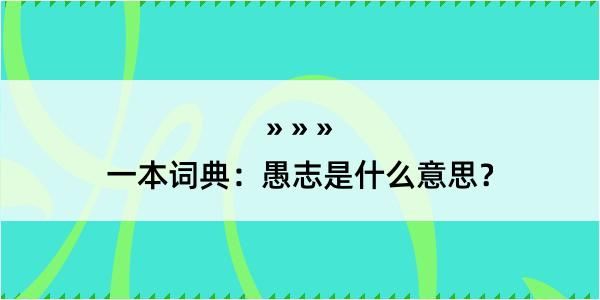 一本词典：愚志是什么意思？