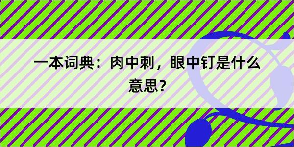 一本词典：肉中刺，眼中钉是什么意思？