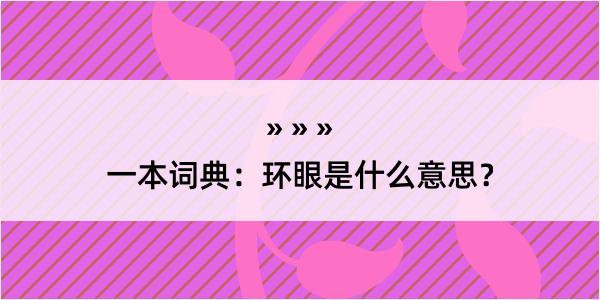 一本词典：环眼是什么意思？