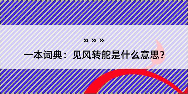 一本词典：见风转舵是什么意思？