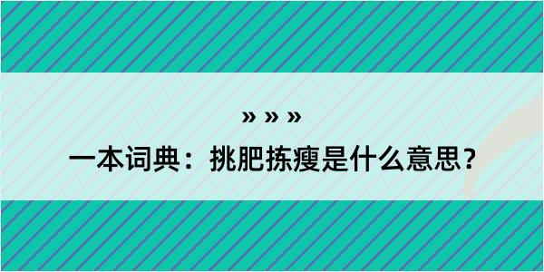 一本词典：挑肥拣瘦是什么意思？