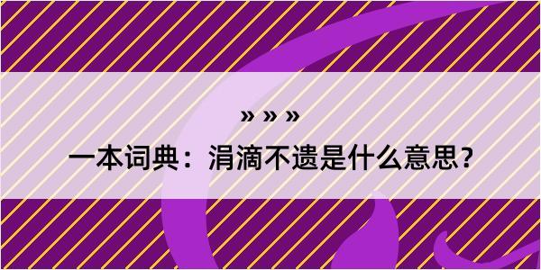 一本词典：涓滴不遗是什么意思？