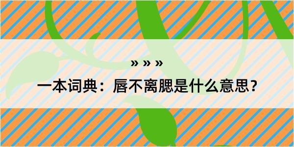 一本词典：唇不离腮是什么意思？