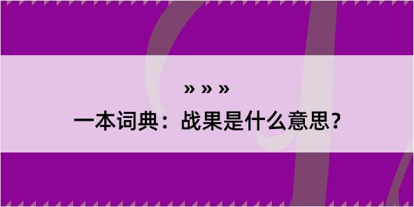 一本词典：战果是什么意思？