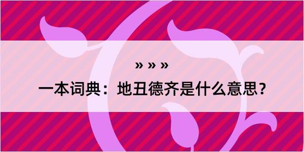 一本词典：地丑德齐是什么意思？