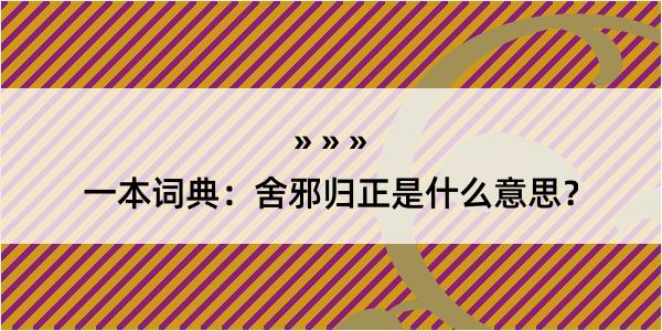 一本词典：舍邪归正是什么意思？